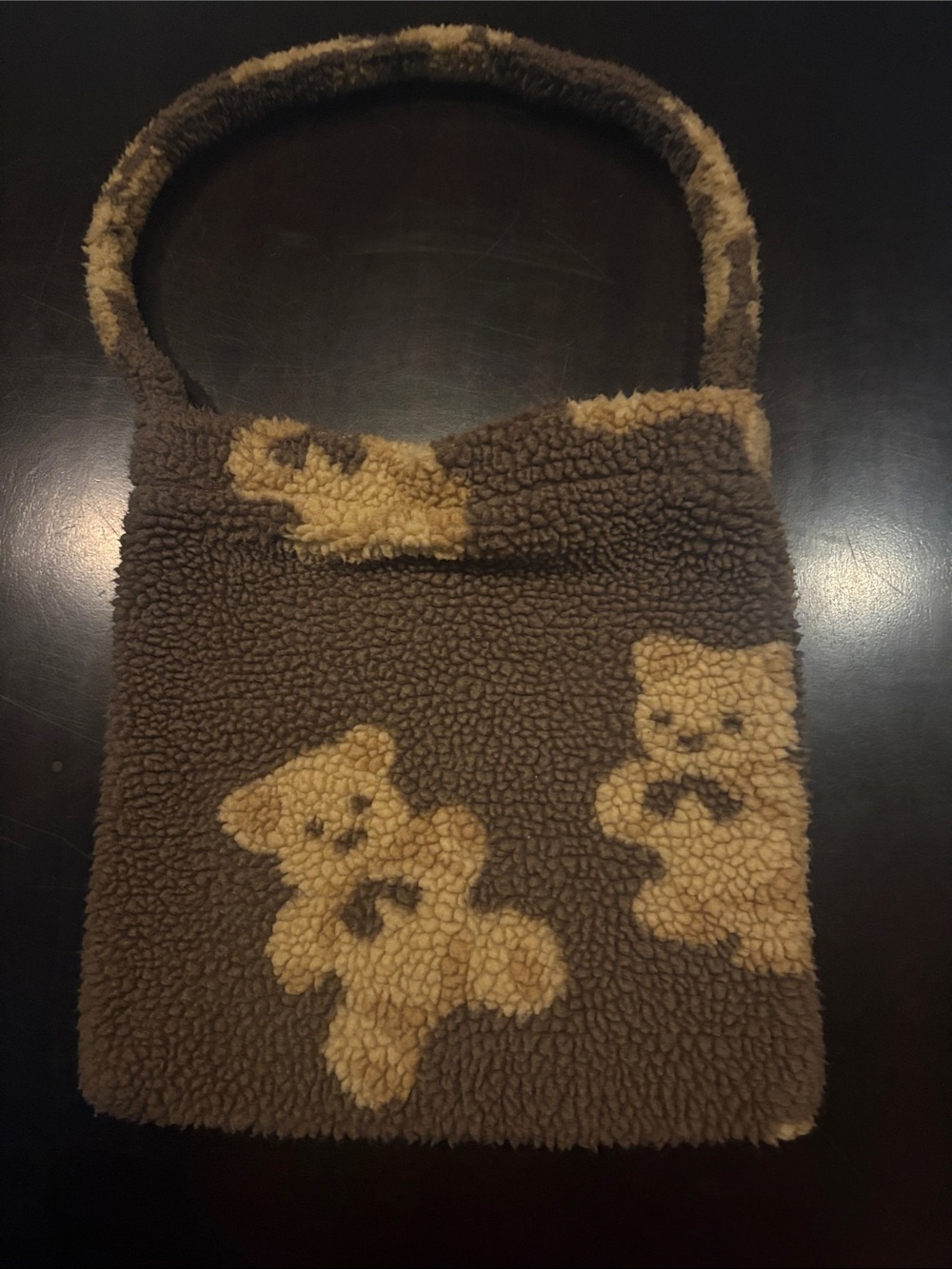 Plush Brown Teddy Sherpa Shoulder Bag